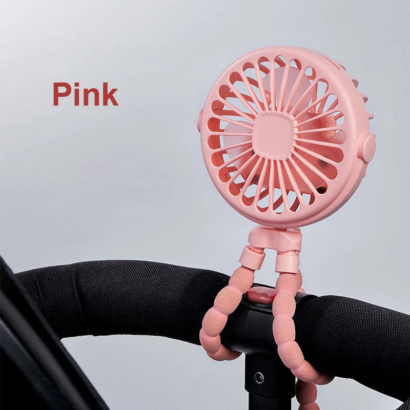 Ventilateur portable poussette rechargeable USB – Mini ventilateur clip flexible 360° pour bébé, bureau et voyage