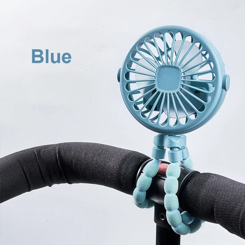 Ventilateur portable poussette rechargeable USB – Mini ventilateur clip flexible 360° pour bébé, bureau et voyage