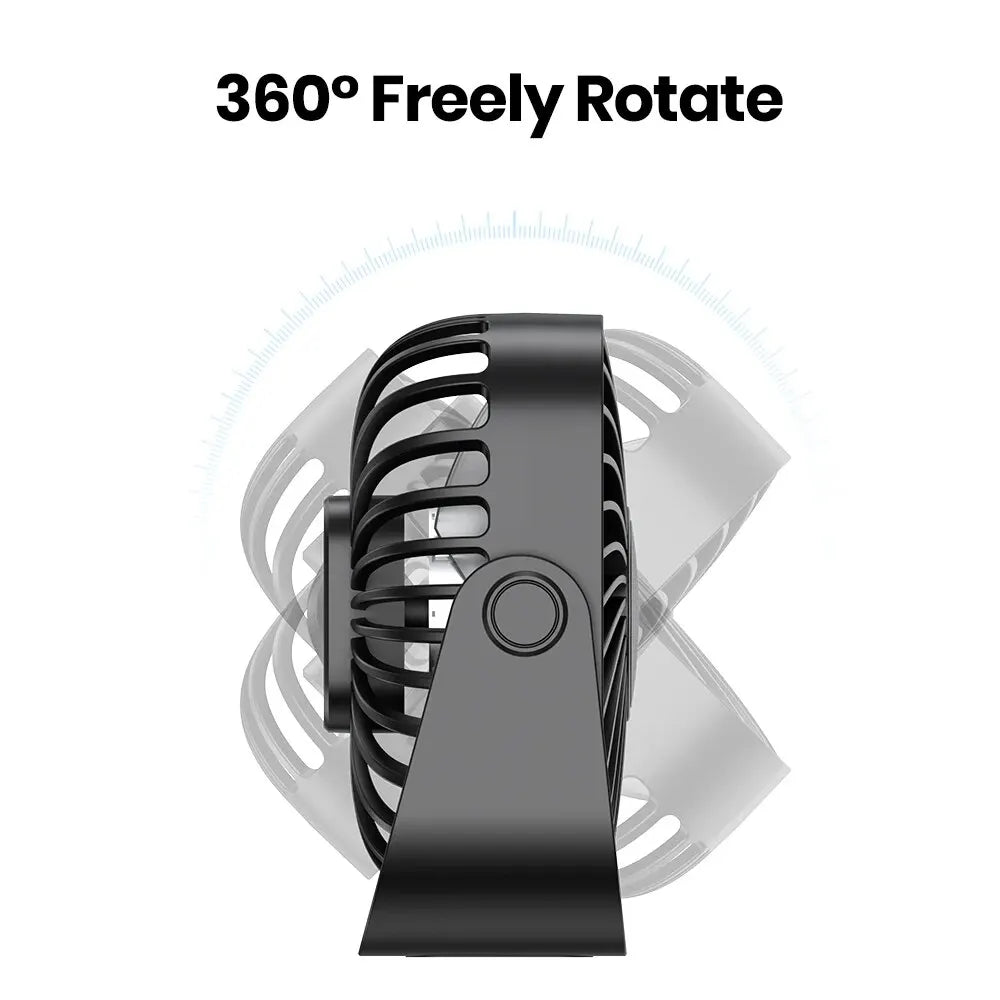 Mini Ventilateur Portable USB 4 Pouces – Silencieux, 3 Vitesses, Rotation 360°, Idéal pour le Bureau, la Maison, le Camping et les Voyages
