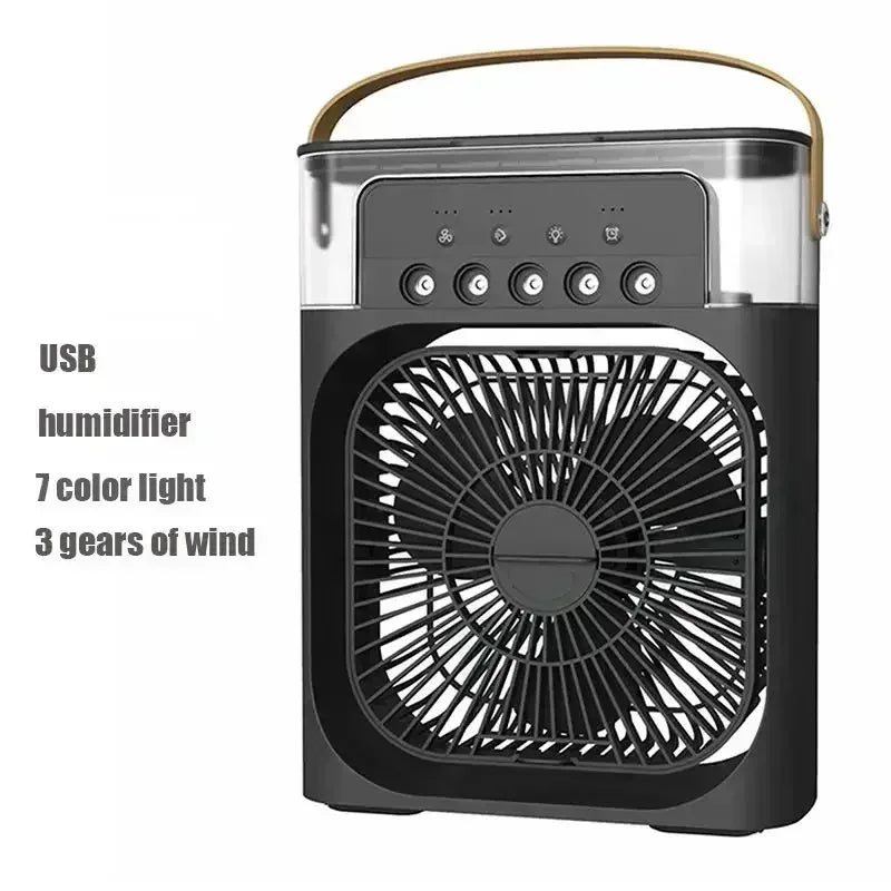Rafraîchisseur d'Air Portable 3-en-1 – Ventilateur Silencieux, Humidificateur et Veilleuse LED pour la Maison et le Bureau