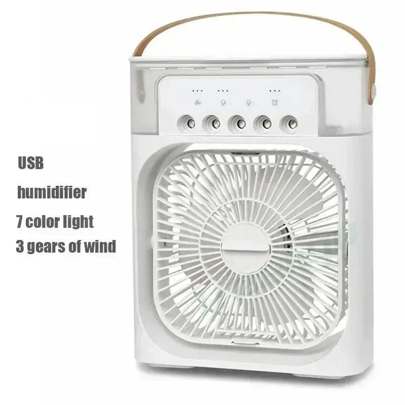 Rafraîchisseur d'Air Portable 3-en-1 – Ventilateur Silencieux, Humidificateur et Veilleuse LED pour la Maison et le Bureau